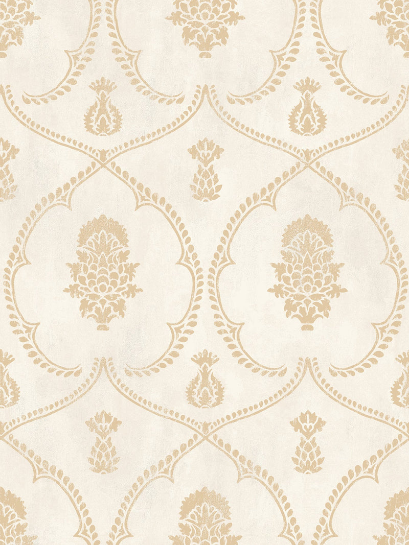 MX9643 Royal Damask Soft Gold Astoria Wallpaper by York Wallcoverings