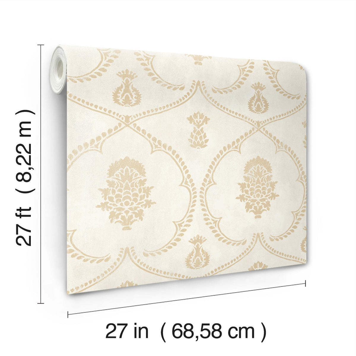 MX9643 Royal Damask Soft Gold Astoria Wallpaper by York Wallcoverings