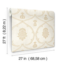 MX9643 Royal Damask Soft Gold Astoria Wallpaper by York Wallcoverings