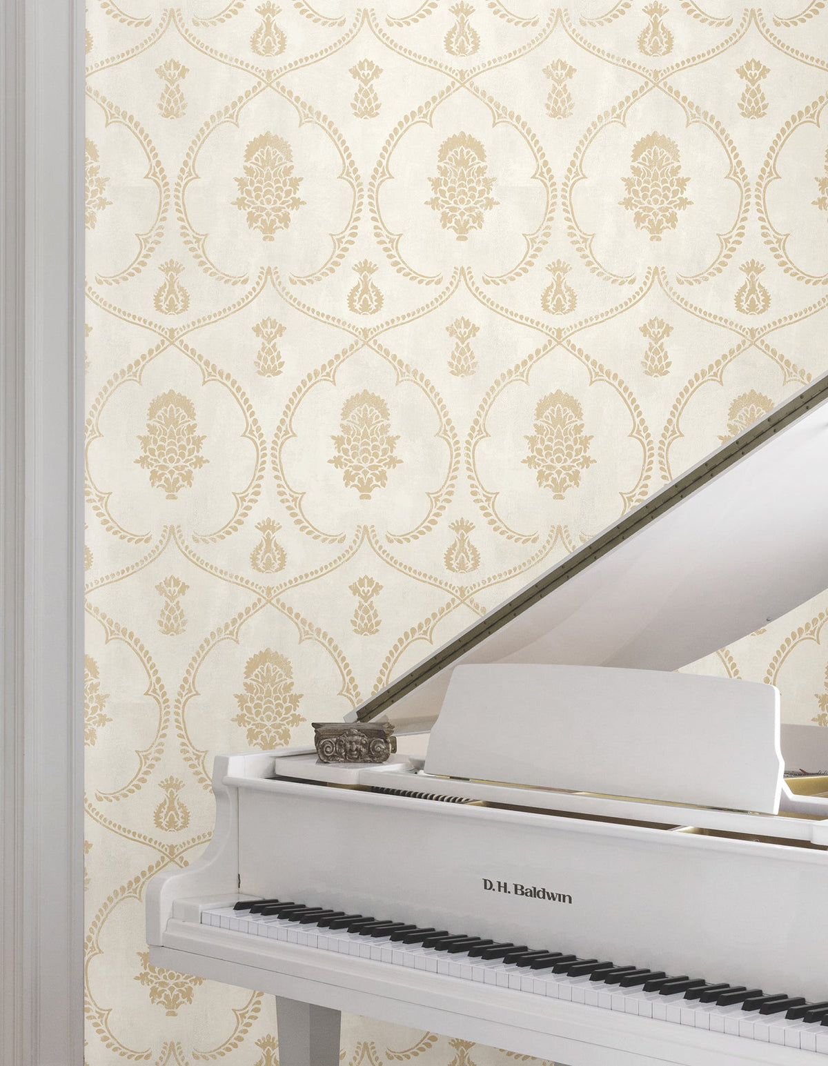 MX9643 Royal Damask Soft Gold Astoria Wallpaper by York Wallcoverings