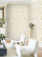 MX9643 Royal Damask Soft Gold Astoria Wallpaper by York Wallcoverings