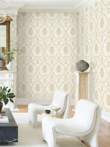 MX9643 Royal Damask Soft Gold Astoria Wallpaper by York Wallcoverings