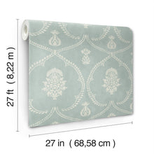 MX9645 Royal Damask Jade Astoria Wallpaper by York Wallcoverings