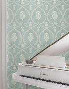 MX9645 Royal Damask Jade Astoria Wallpaper by York Wallcoverings