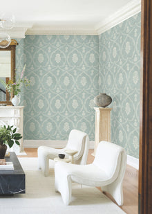 MX9645 Royal Damask Jade Astoria Wallpaper by York Wallcoverings