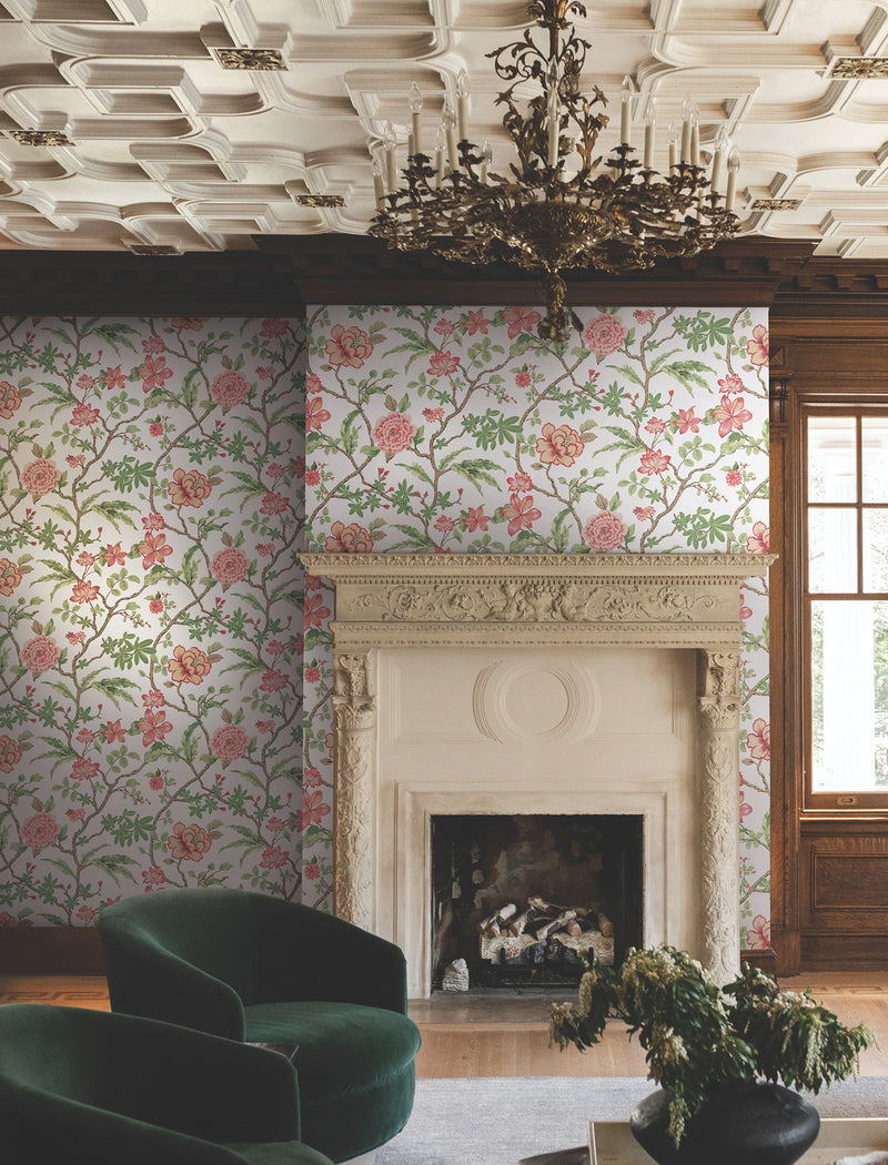 MX9651 Courtyard Botanical Rose Astoria Wallpaper by York Wallcoverings