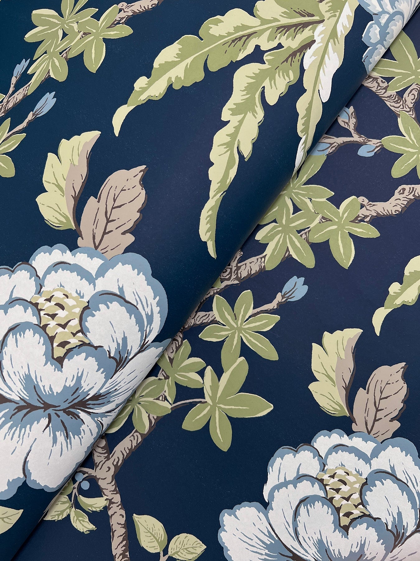 MX9652 Courtyard Botanical Navy Astoria Wallpaper by York Wallcoverings