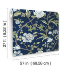MX9652 Courtyard Botanical Navy Astoria Wallpaper by York Wallcoverings
