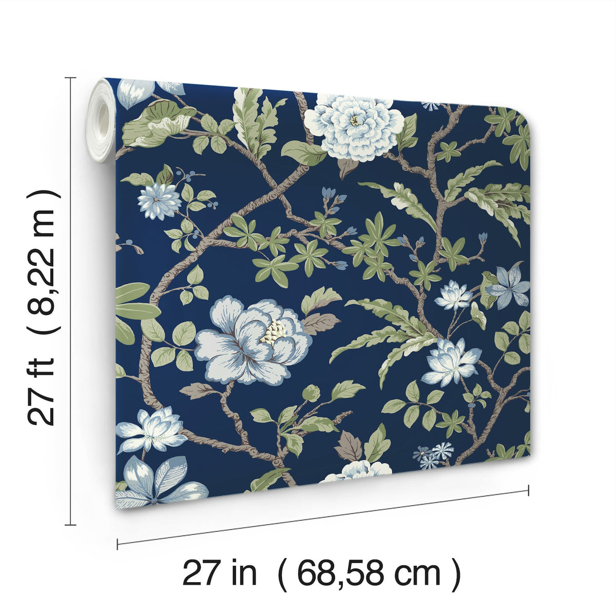 MX9652 Courtyard Botanical Navy Astoria Wallpaper by York Wallcoverings