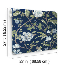 MX9652 Courtyard Botanical Navy Astoria Wallpaper by York Wallcoverings