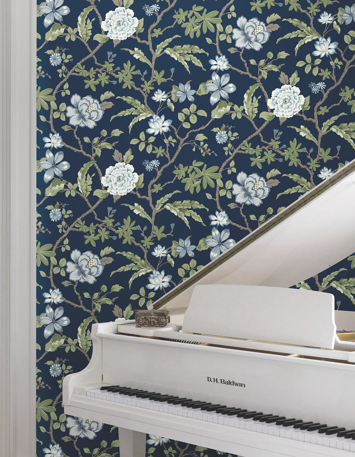 MX9652 Courtyard Botanical Navy Astoria Wallpaper by York Wallcoverings
