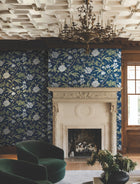 MX9652 Courtyard Botanical Navy Astoria Wallpaper by York Wallcoverings