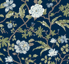 MX9652 Courtyard Botanical Navy Astoria Wallpaper by York Wallcoverings