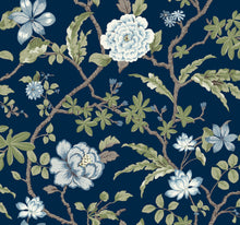 MX9652 Courtyard Botanical Navy Astoria Wallpaper by York Wallcoverings