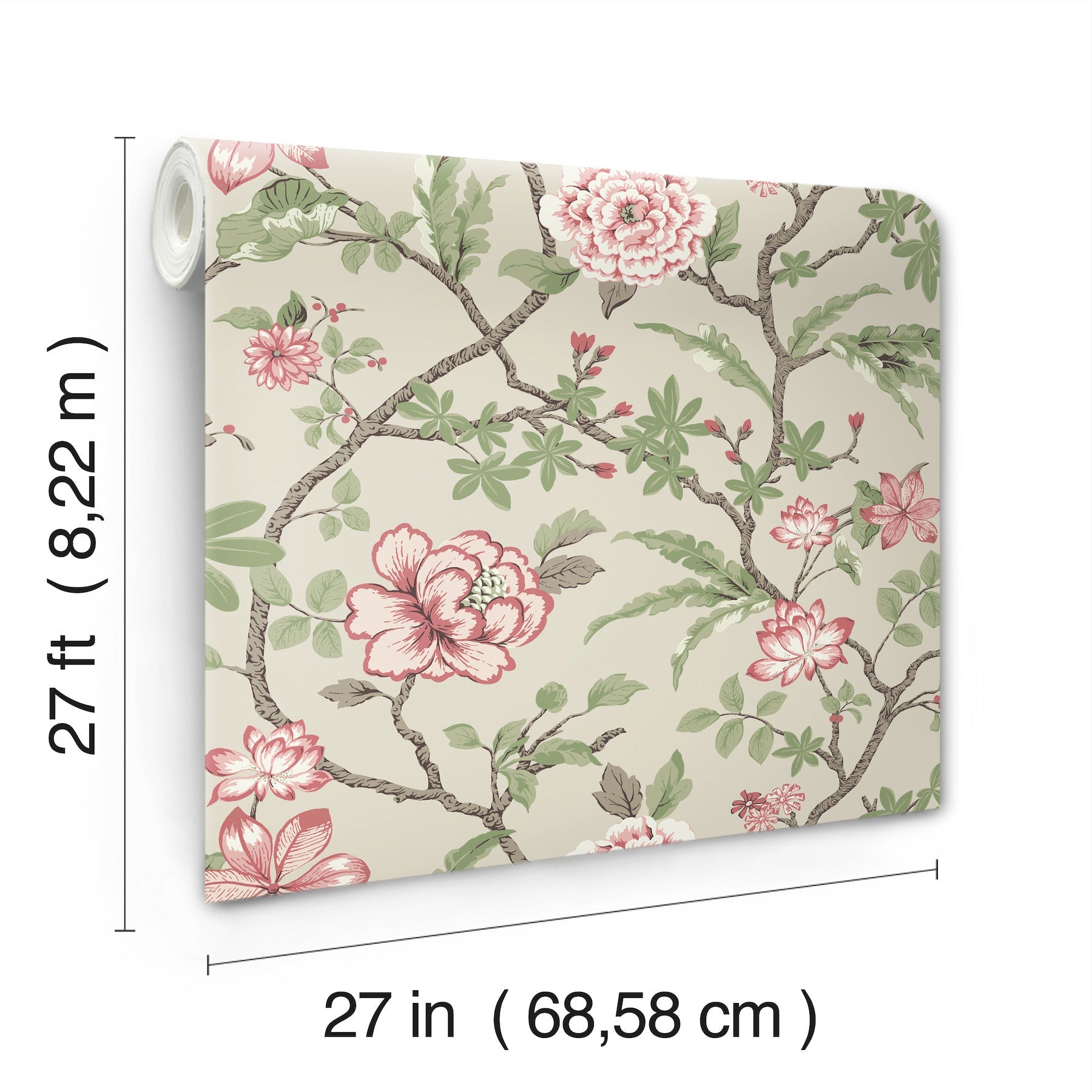 MX9653 Courtyard Botanical Pink Astoria Wallpaper by York Wallcoverings