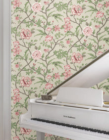 MX9653 Courtyard Botanical Pink Astoria Wallpaper by York Wallcoverings