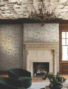 MX9653 Courtyard Botanical Pink Astoria Wallpaper by York Wallcoverings
