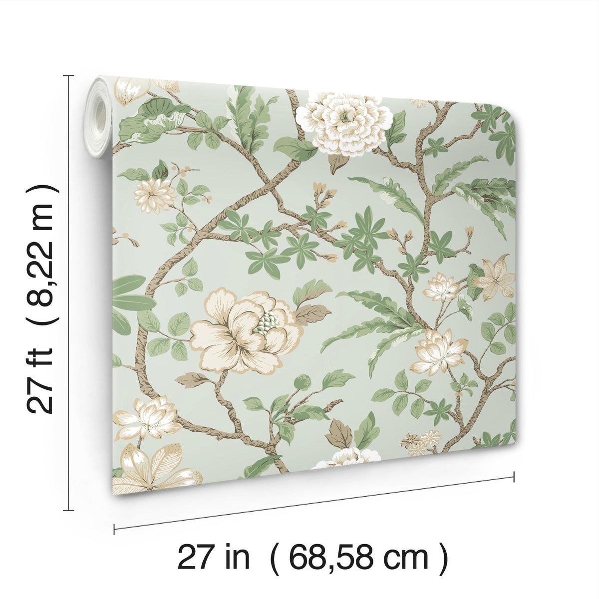 MX9654 Courtyard Botanical Pale Blue Astoria Wallpaper by York Wallcoverings