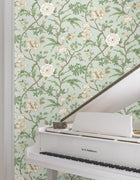 MX9654 Courtyard Botanical Pale Blue Astoria Wallpaper by York Wallcoverings