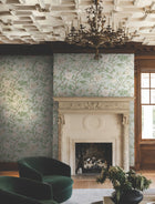 MX9654 Courtyard Botanical Pale Blue Astoria Wallpaper by York Wallcoverings