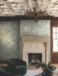 MX9654 Courtyard Botanical Pale Blue Astoria Wallpaper by York Wallcoverings
