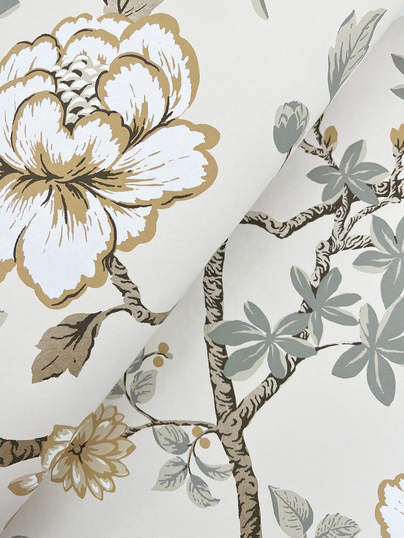 MX9655 Courtyard Botanical Neutral Astoria Wallpaper by York Wallcoverings