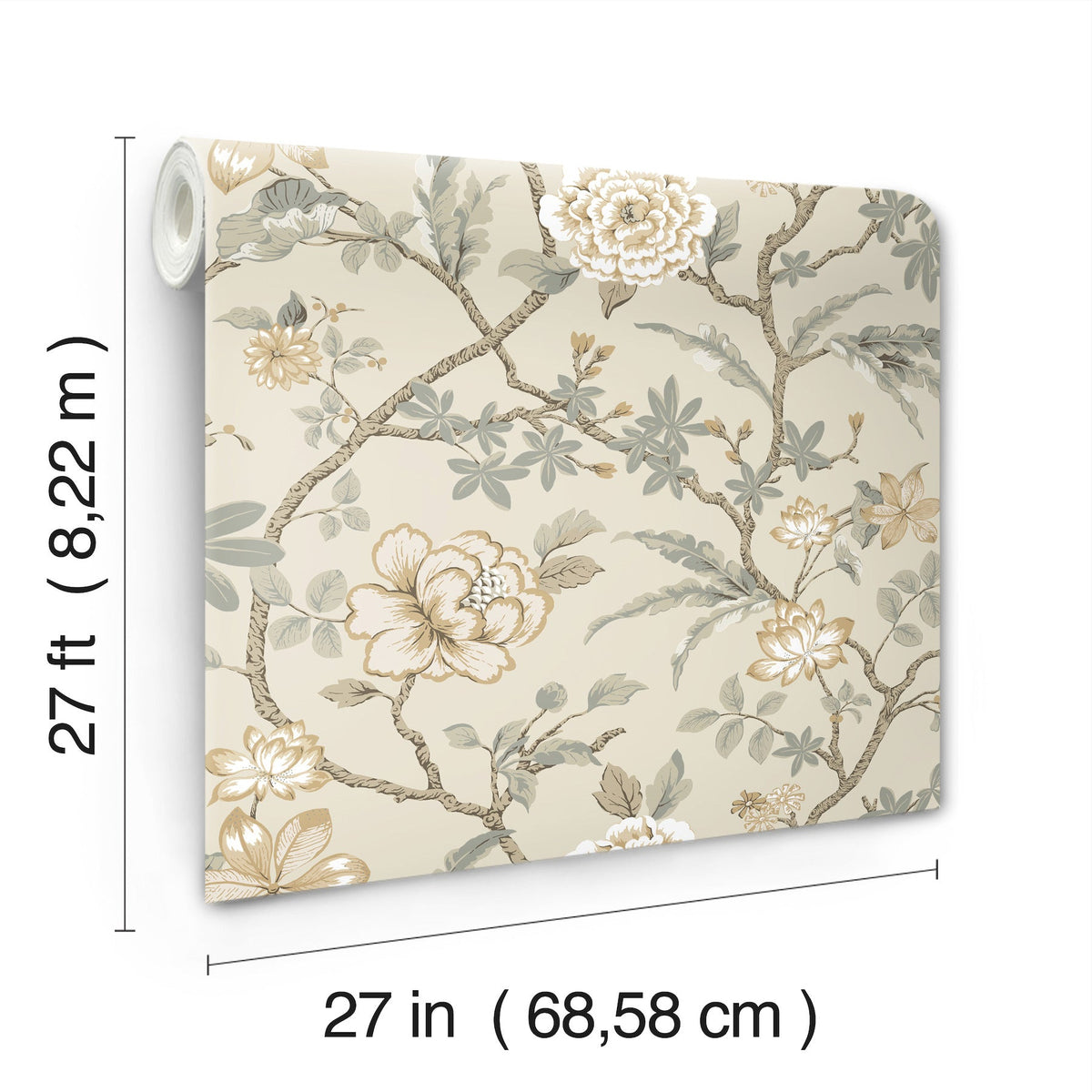 MX9655 Courtyard Botanical Neutral Astoria Wallpaper by York Wallcoverings