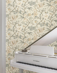 MX9655 Courtyard Botanical Neutral Astoria Wallpaper by York Wallcoverings