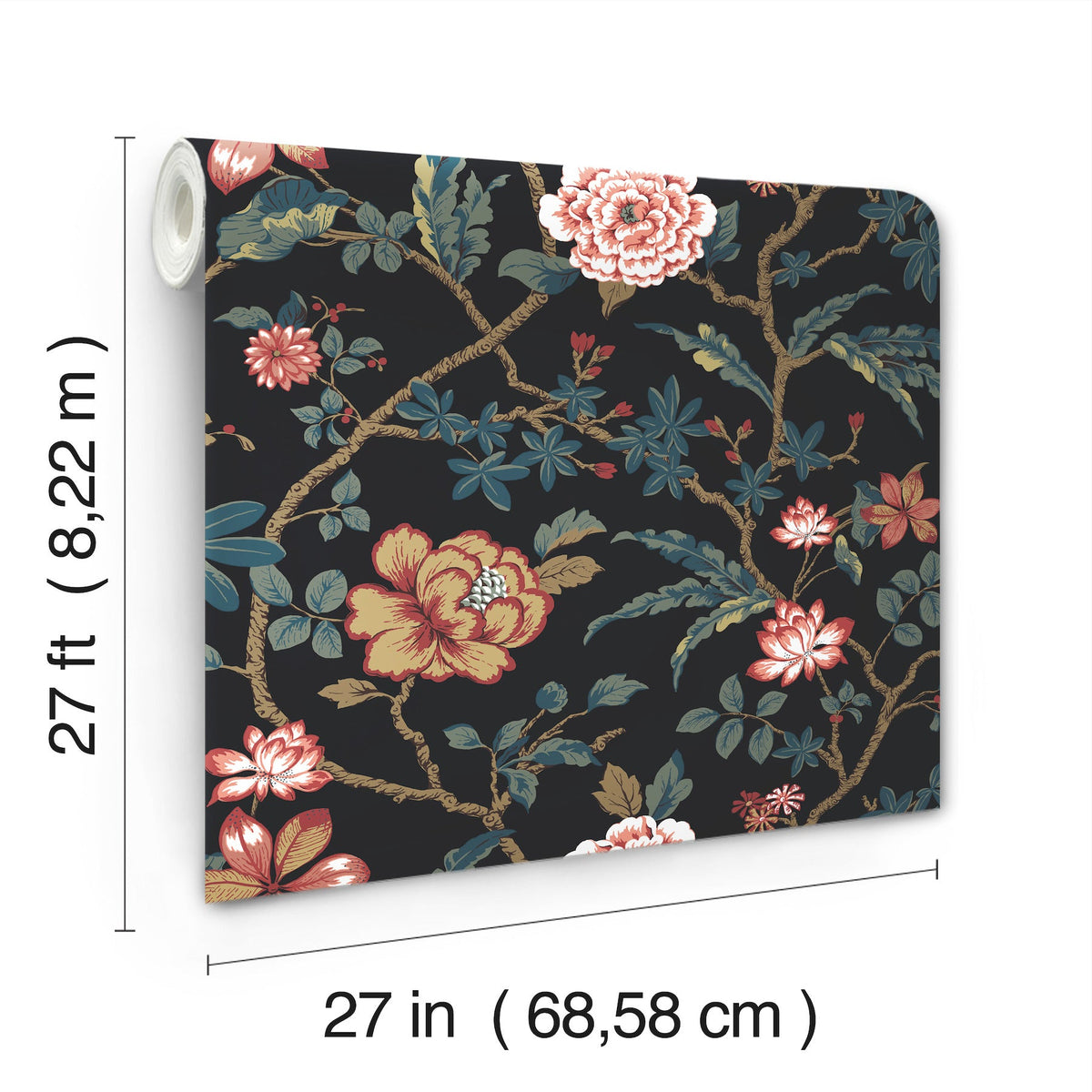 MX9656 Courtyard Botanical Scarlet Astoria Wallpaper by York Wallcoverings