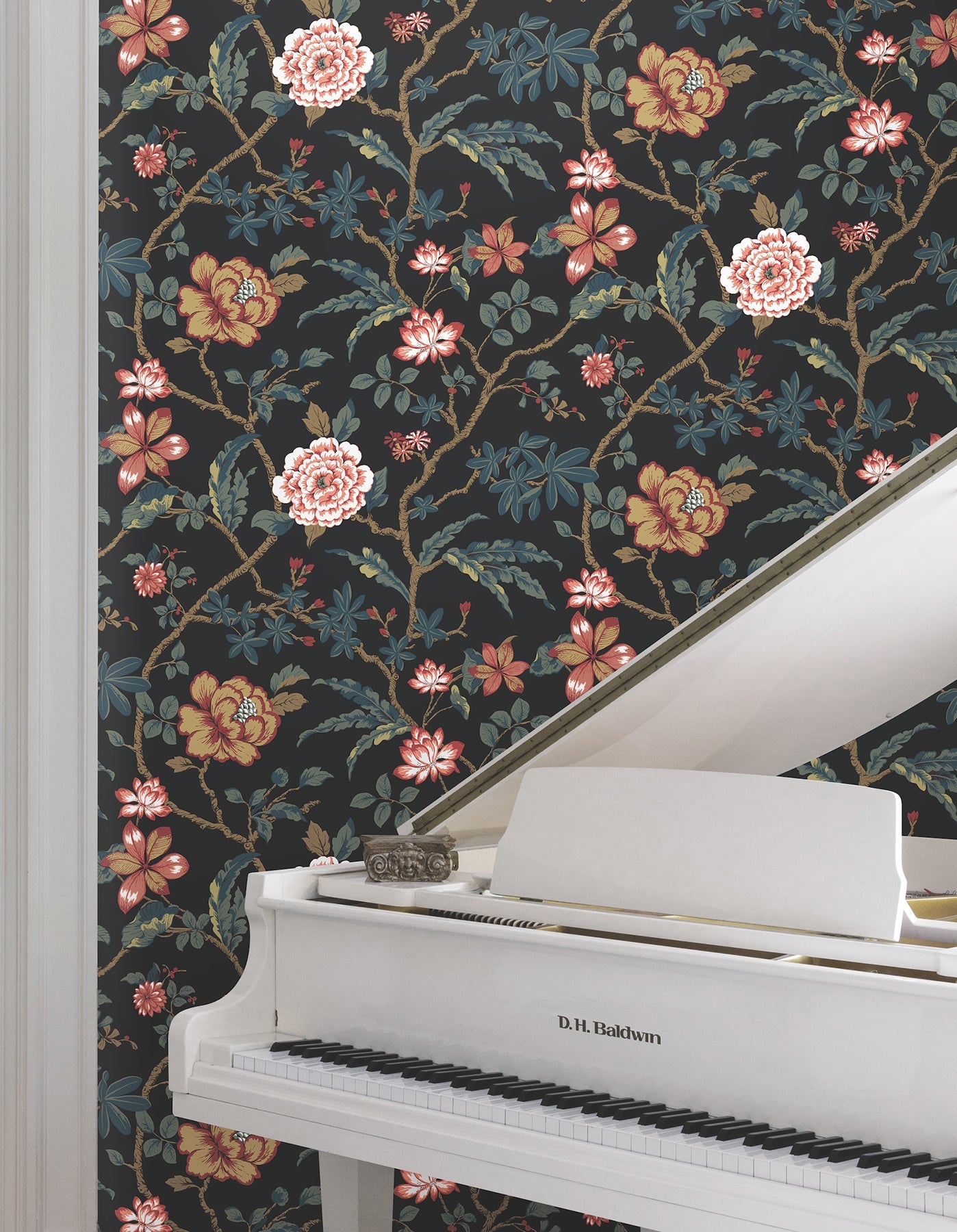 MX9656 Courtyard Botanical Scarlet Astoria Wallpaper by York Wallcoverings