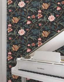 MX9656 Courtyard Botanical Scarlet Astoria Wallpaper by York Wallcoverings
