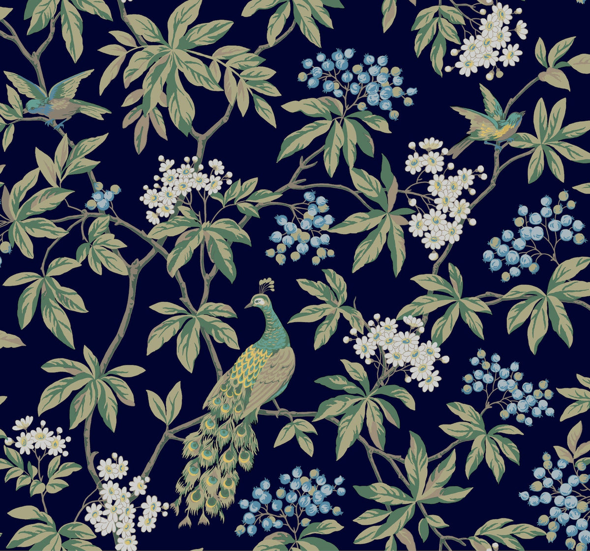 MX9661 Peacock Estate Navy Astoria Wallpaper by York Wallcoverings