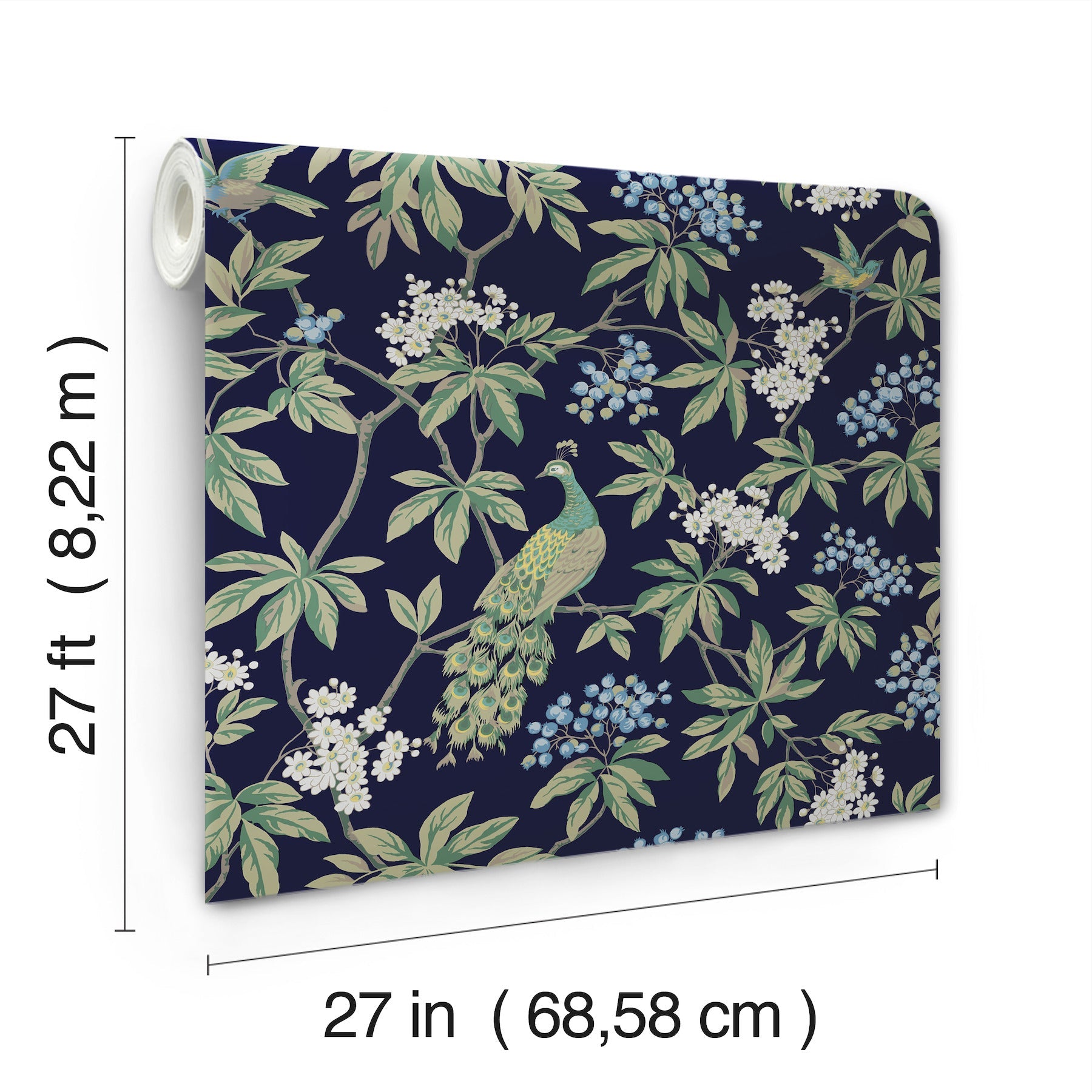 MX9661 Peacock Estate Navy Astoria Wallpaper by York Wallcoverings