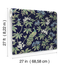 MX9661 Peacock Estate Navy Astoria Wallpaper by York Wallcoverings