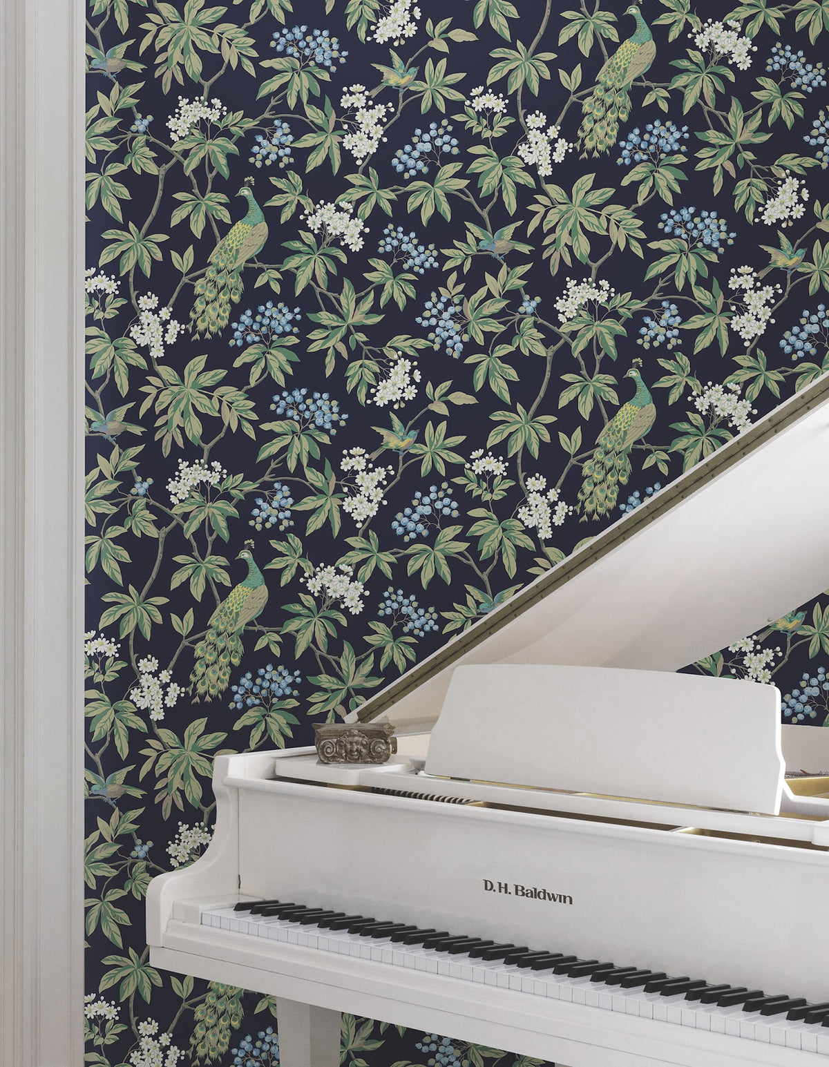 MX9661 Peacock Estate Navy Astoria Wallpaper by York Wallcoverings
