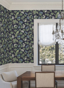 MX9661 Peacock Estate Navy Astoria Wallpaper by York Wallcoverings