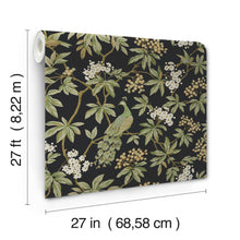 MX9662 Peacock Estate Black Astoria Wallpaper by York Wallcoverings