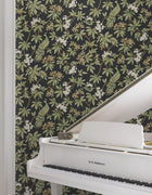 MX9662 Peacock Estate Black Astoria Wallpaper by York Wallcoverings