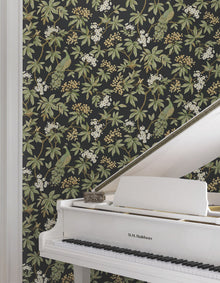 MX9662 Peacock Estate Black Astoria Wallpaper by York Wallcoverings