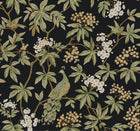MX9662 Peacock Estate Black Astoria Wallpaper by York Wallcoverings