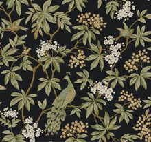MX9662 Peacock Estate Black Astoria Wallpaper by York Wallcoverings