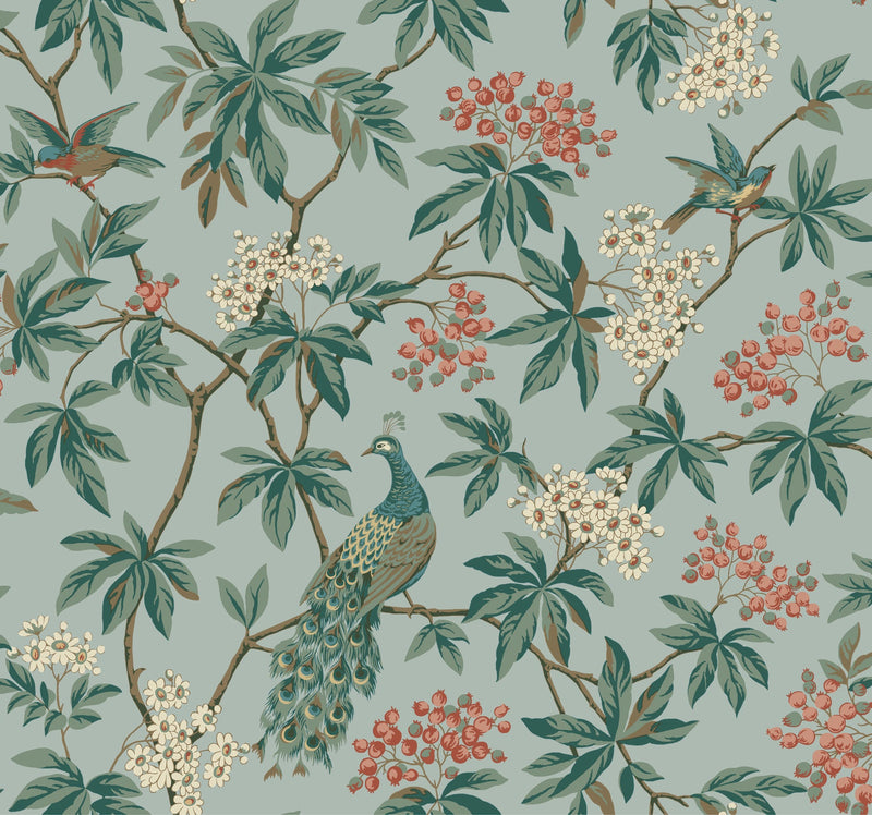 MX9663 Peacock Estate Blue Astoria Wallpaper by York Wallcoverings