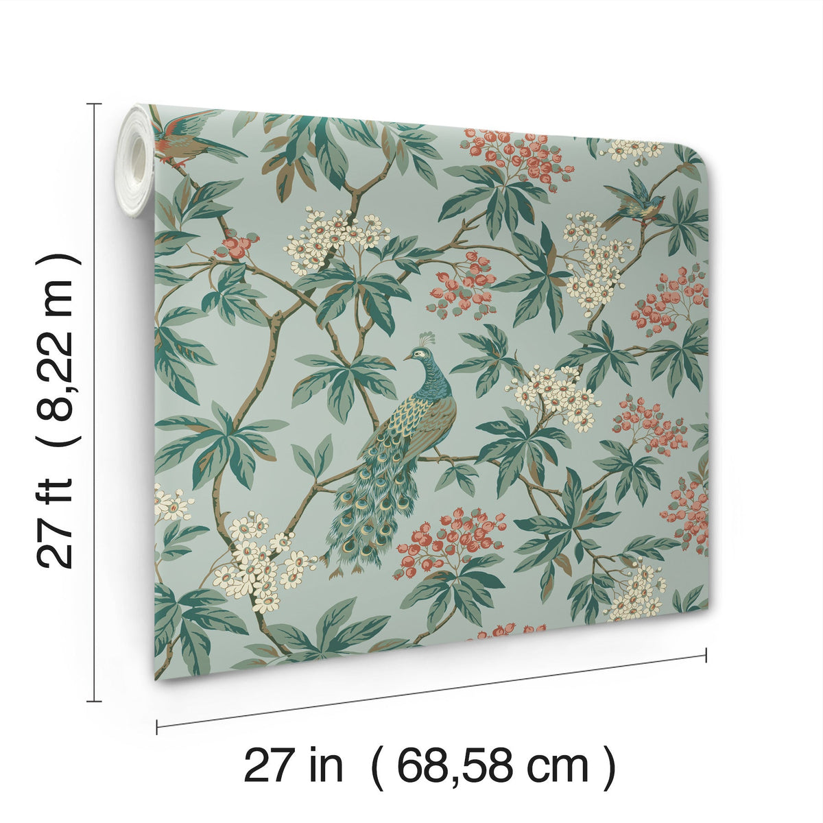 MX9663 Peacock Estate Blue Astoria Wallpaper by York Wallcoverings
