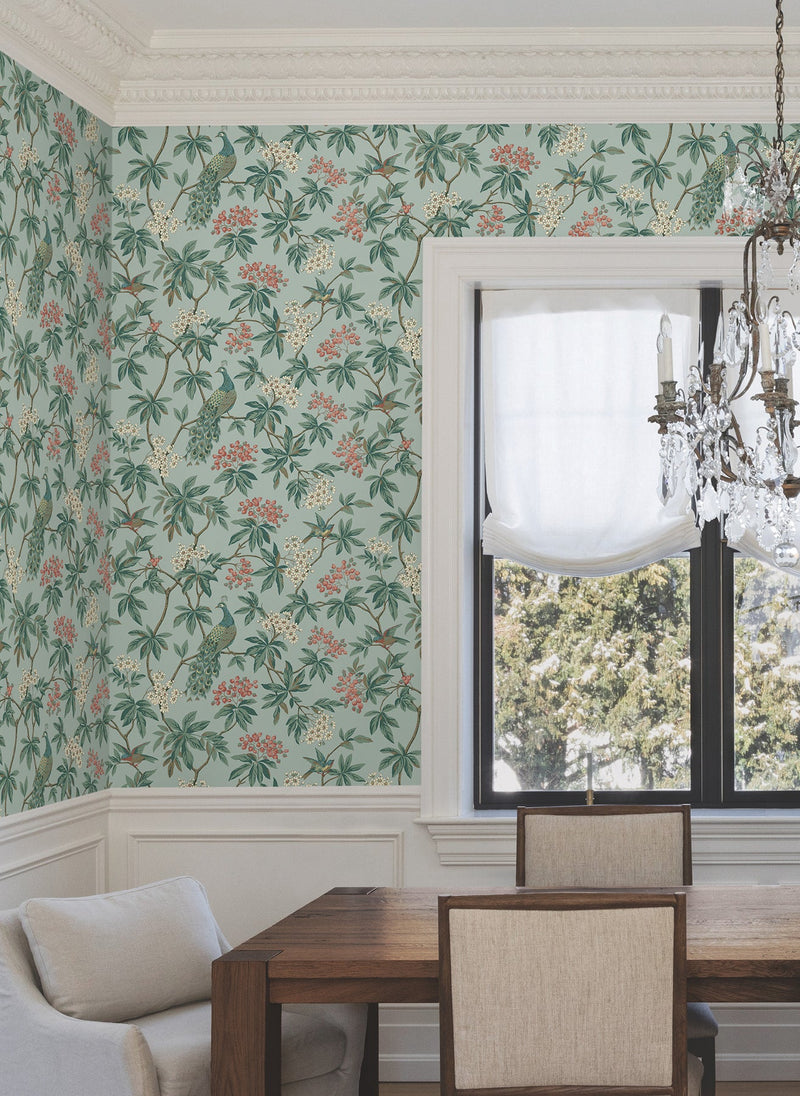 MX9663 Peacock Estate Blue Astoria Wallpaper by York Wallcoverings