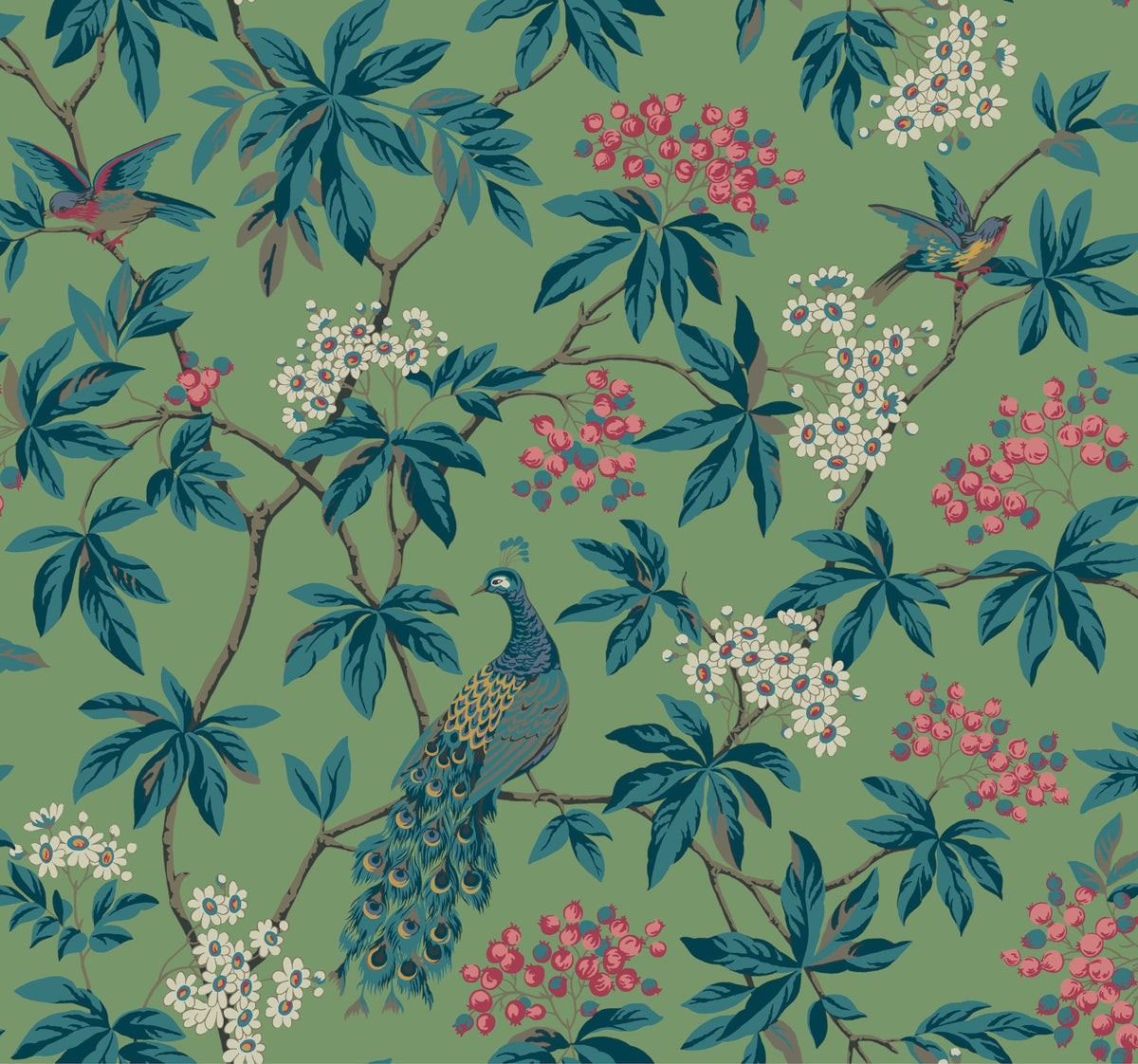 MX9664 Peacock Estate Green Astoria Wallpaper by York Wallcoverings