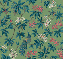 MX9664 Peacock Estate Green Astoria Wallpaper by York Wallcoverings