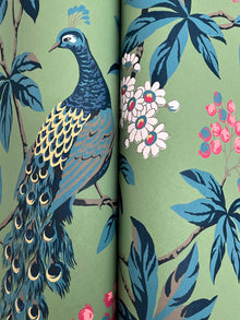 MX9664 Peacock Estate Green Astoria Wallpaper by York Wallcoverings
