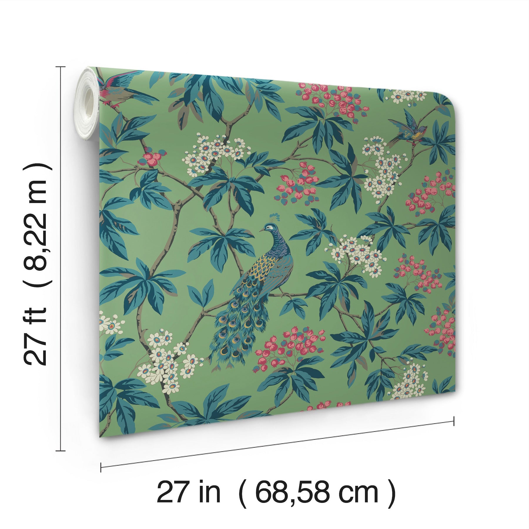 MX9664 Peacock Estate Green Astoria Wallpaper by York Wallcoverings