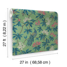 MX9664 Peacock Estate Green Astoria Wallpaper by York Wallcoverings