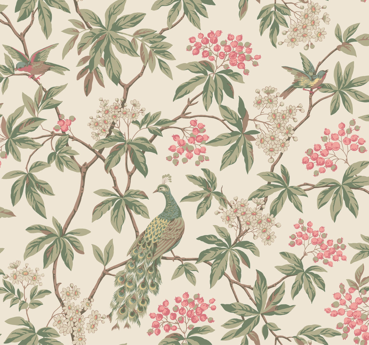 MX9665 Peacock Estate Cream Astoria Wallpaper by York Wallcoverings